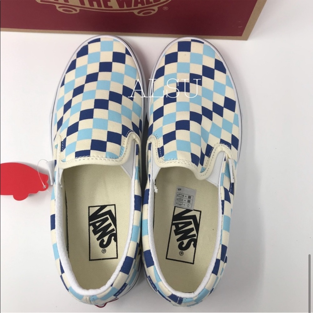 💖MEGA SALE💖VANS Classic Slip On Checkerboard Casual Blue az  Men’s  VN0A38F7QC - Picture 8 of 11